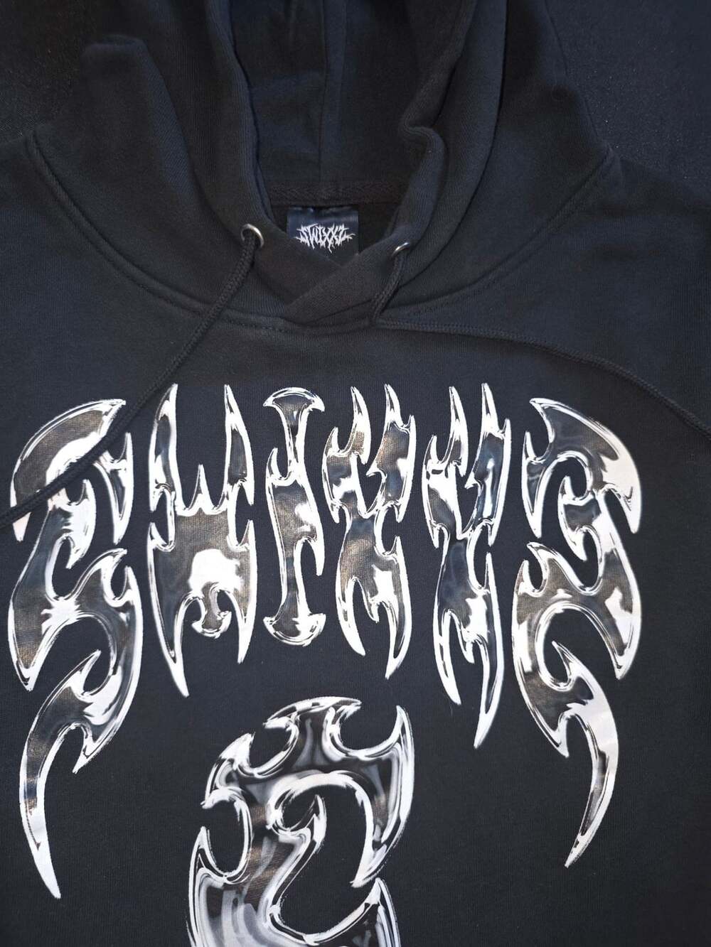 Swixxx Hoodie Size L Black Tribal Graphic Streetwear Pullover